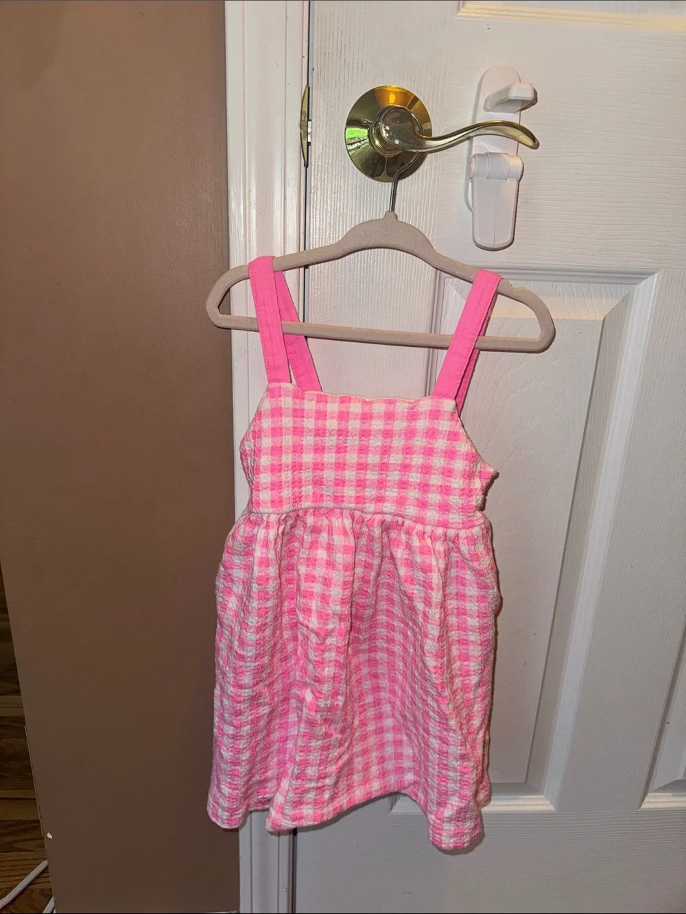 Zara Pink Gingham Sundress with Bright Pink Straps